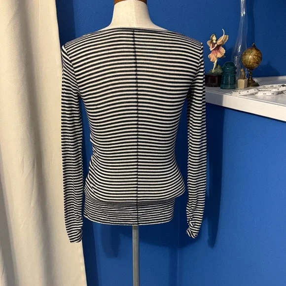 Hollister Navy and White Striped Long Sleeve Top - Picture 2 of 7